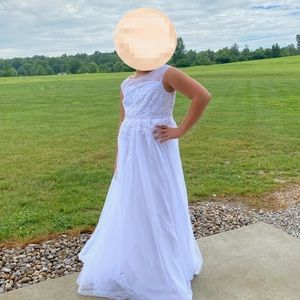 a flower girl dress, size 14, white